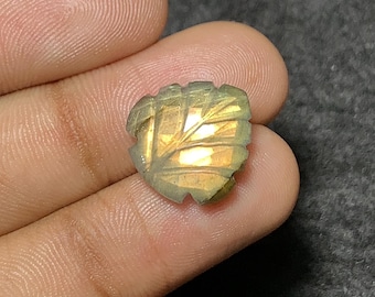 Natural Labradorite Gemstone , Labradorite Both Side Hand Carved Gemstone , Labradorite Hand Carved Leaf Shape  , Wholesale Gemstone