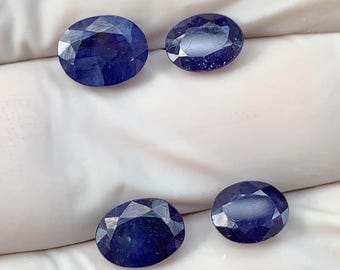 Natural Blue Sapphire Gemstone Cuts ,Blue Sapphire Faceted Cut Gemstone ,Blue Sapphire Faceted Cut Oval, 8-10 MM, 4 Pcs , Lot No: MH211