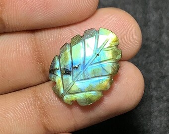 Natural Labradorite Gemstone , Labradorite Both Side Hand Carved Gemstone , Labradorite Hand Carved Leaf Shape , Wholesale Gemstone