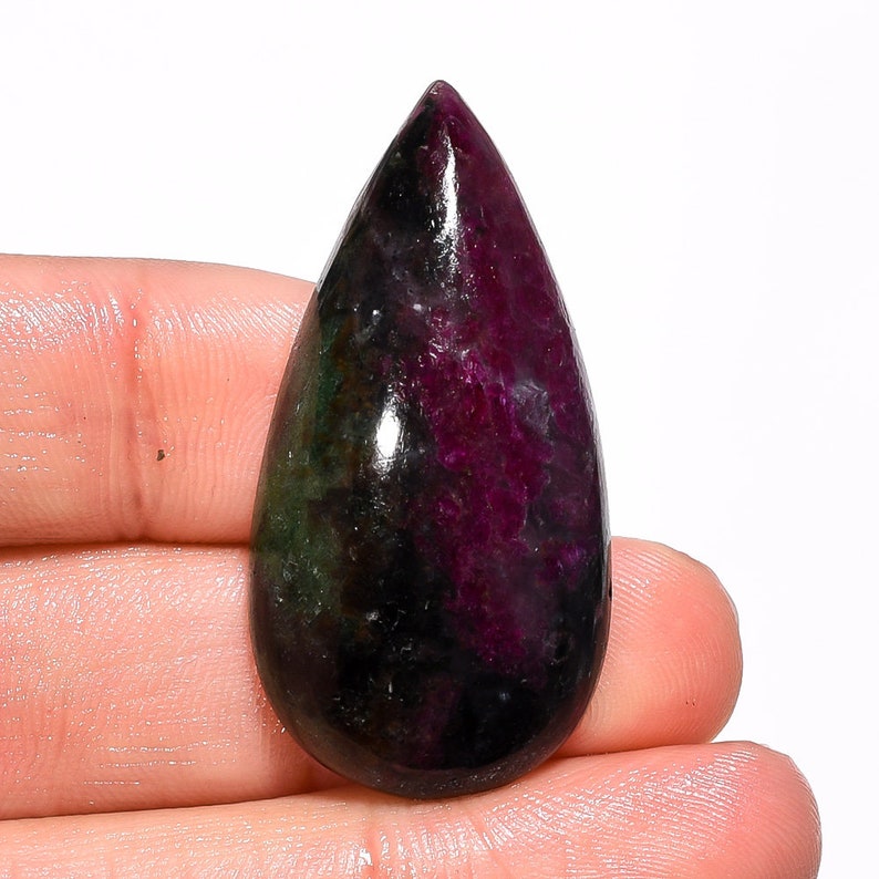 Ruby Zoisite Cabochon wt- 48 cts Beautiful Ruby Zoisite Gemstone Designer Pear Shape Loose Gemstone. 39X20X8 mm Natural Ruby Zoisite
