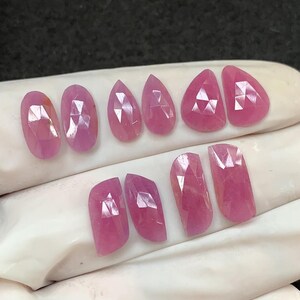 Natural Ruby Gemstone Cabochon, Ruby Rose Cut Gemstone Cabochon, Ruby Rose Cut Matched Pairs , 12-16 MM, 5 Pairs, Lot No:MH124