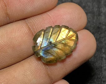 Natural Labradorite Gemstone , Labradorite Both Side Hand Carved Gemstone , Labradorite Hand Carved Leaf Shape  , Wholesale Gemstone