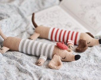 Crochet Dachshund Dog Pattern, Puppy Dog Amigurumi DIY PDF