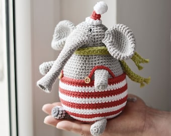 Christmas Elephant Crochet Pattern, Easy Amigurumi Elephant PDF Pattern