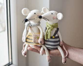 Crochet Pattern for Two Mice, Mouse Amigurumi Pattern, English, Spanish PDF Tutorial