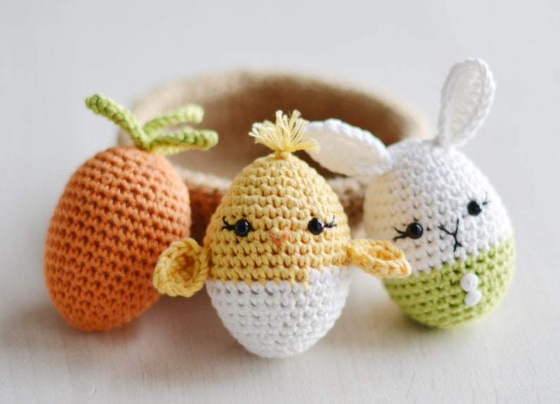 Easter Eggs & Basket Crochet Pattern, Crochet Easter Stuffers Pattern image 8