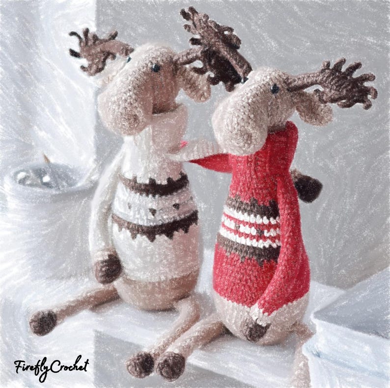 Christmas Crochet Moose Pattern, Reindeer Elk Amigurumi Tutorial PDF image 2