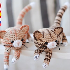 Crochet Tabby Cat Pattern PDF, Brown Red Striped Kitty Crochet Tutorial image 2