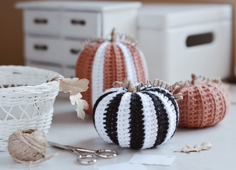 Halloween Crochet Pattern for Three Striped Large Pumpkins, Easy and Quick Crochet Tutorial image 5