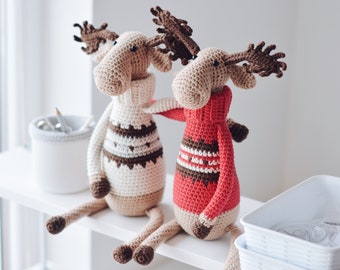 Christmas Crochet Moose Pattern, Reindeer Elk Amigurumi Tutorial PDF