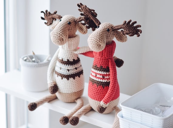 Christmas Crochet Moose Pattern, Reindeer Elk Amigurumi Tutorial PDF