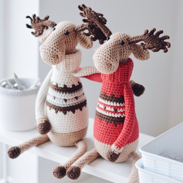 Christmas Crochet Moose Pattern, Reindeer Elk Amigurumi Tutorial PDF