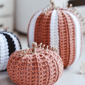 Halloween Crochet Pattern for Three Striped Large Pumpkins, Easy and Quick Crochet Tutorial image 6