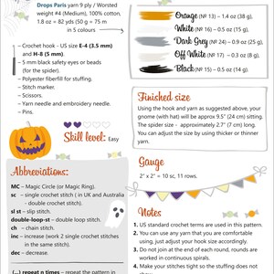 Halloween Pumpkin Gnome & Spider Crochet Pattern PDF, Crochet Halloween Decor Tutorial, Autumn Gnome Amigurumi DIY 10 image 4