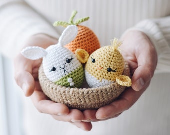 Easter Eggs & Basket Crochet Pattern, Crochet Easter Stuffers Pattern