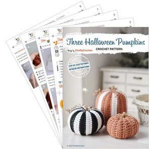 Halloween Crochet Pattern for Three Striped Large Pumpkins, Easy and Quick Crochet Tutorial image 3