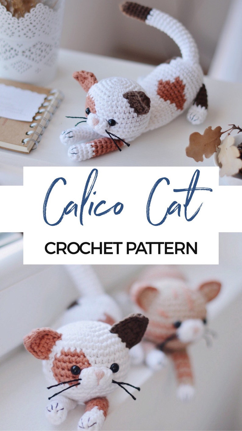 Crochet Calico Cat Pattern, Amigurumi Spotted Kitten Tutorial PDF image 8