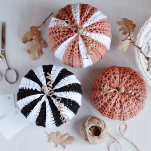 Halloween Crochet Pattern for Three Striped Large Pumpkins, Easy and Quick Crochet Tutorial image 2