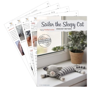 Easy Sleepy Cat Crochet Pattern / Striped Amigurumi Cat Tutorial PDF image 3