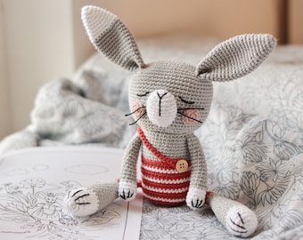 Crochet Rabbit Doll Pattern, Easy PDF Crochet Pattern for Sleepy Rabbit Amigurumi