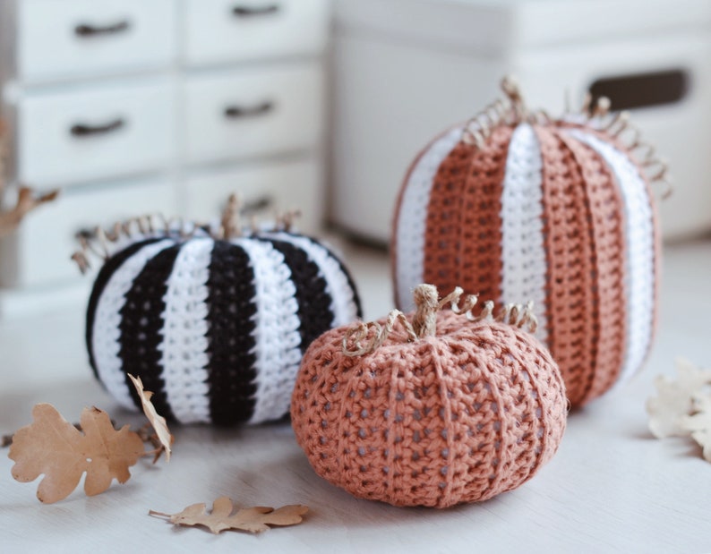 Halloween Crochet Pattern for Three Striped Large Pumpkins, Easy and Quick Crochet Tutorial image 10