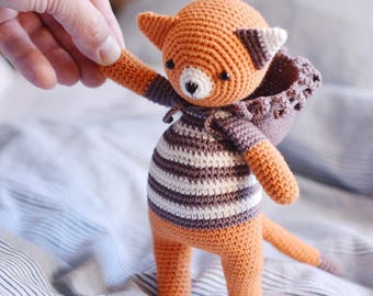 Cat and Lion Amigurumi Crochet Pattern, Kitten Hoodie Plush Toy (PDF Tutorial)