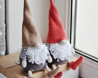 Farmhouse Gnome Crochet Pattern, Amigurumi Rustic Gnomes 9.5”
