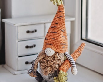 Modèle de crochet de Gnome de carotte de Pâques, Amigurumi Gnome DIY