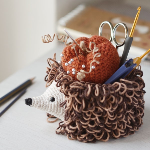 Hedgehog Hook Holder & Pumpkin Pincushion Crochet Pattern in PDF format