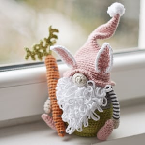 Easter Bunny Gnome Amigurumi Crochet Pattern, Crochet Gnome Doll DIY 10”
