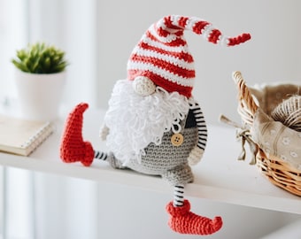 Christmas Gnome Crochet Pattern, 11 Inch Scandinavian Gnome