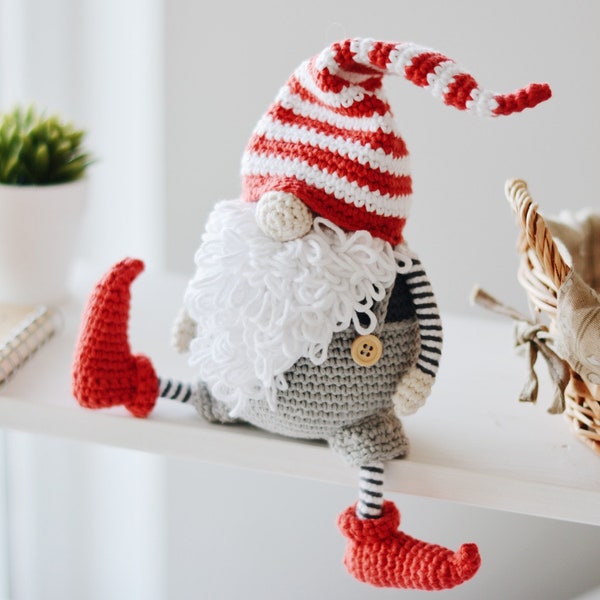 Christmas Gnome Crochet Pattern, 11 Inch Scandinavian Gnome