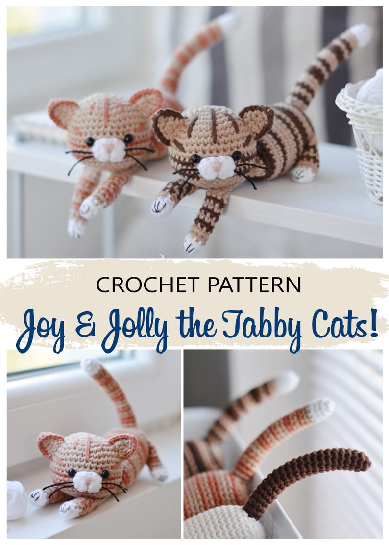 Crochet Tabby Cat Pattern PDF, Brown Red Striped Kitty Crochet Tutorial image 10
