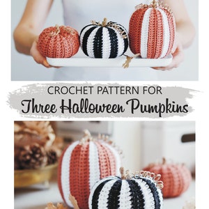 Halloween Crochet Pattern for Three Striped Large Pumpkins, Easy and Quick Crochet Tutorial image 9