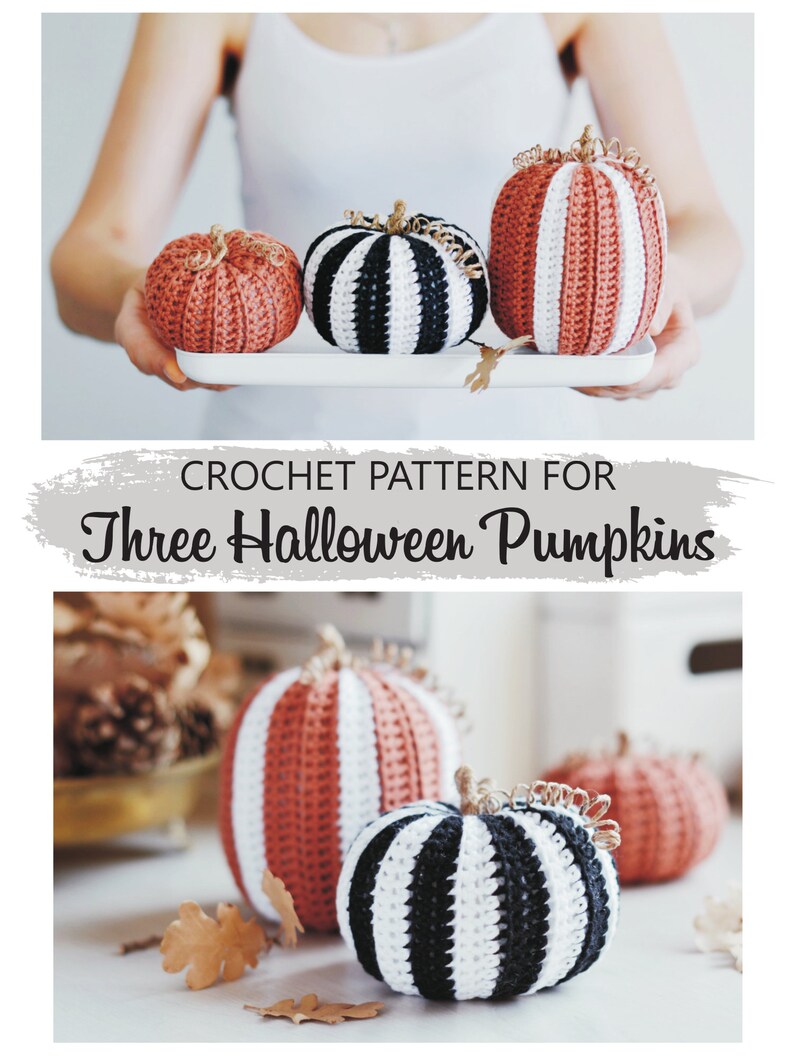Halloween Crochet Pattern for Three Striped Large Pumpkins, Easy and Quick Crochet Tutorial image 9