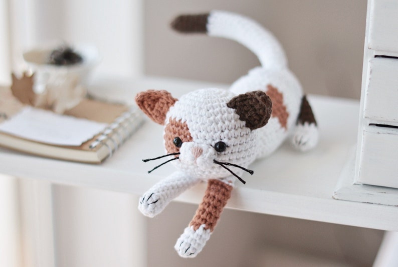Crochet Calico Cat Pattern, Amigurumi Spotted Kitten Tutorial PDF image 2