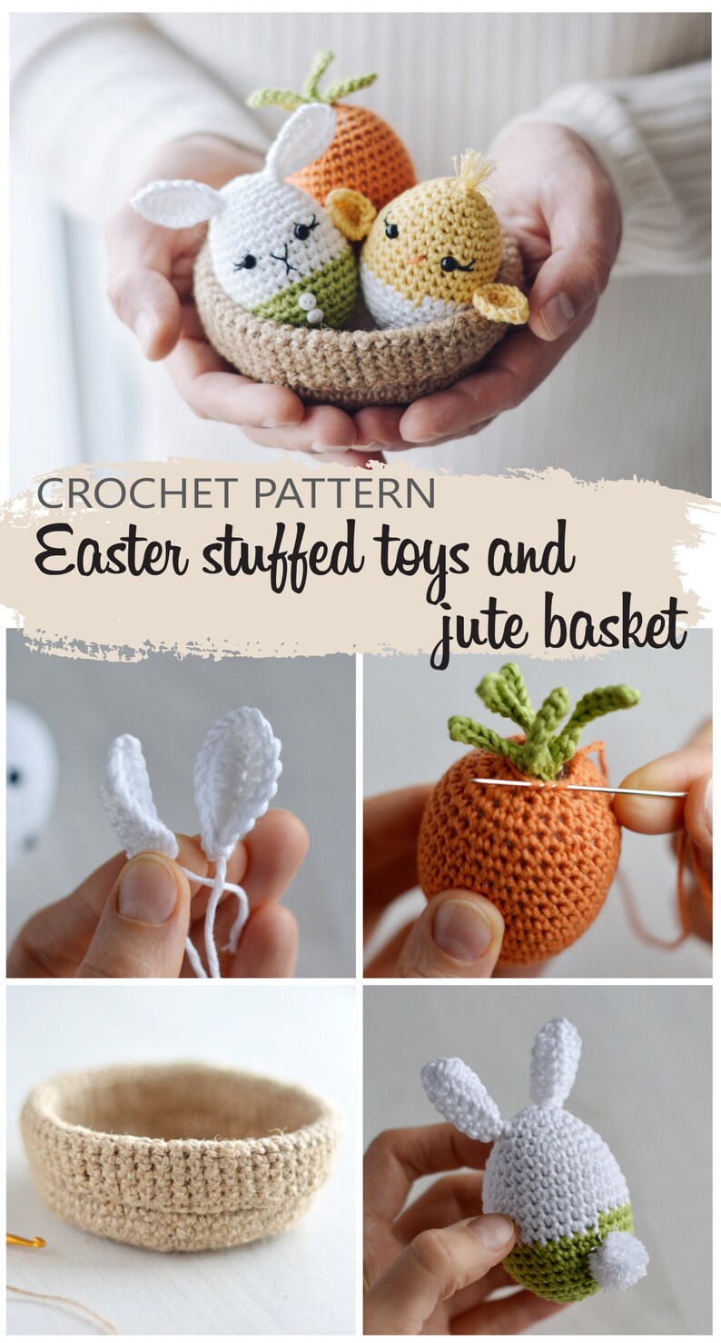 Easter Eggs & Basket Crochet Pattern, Crochet Easter Stuffers Pattern image 6