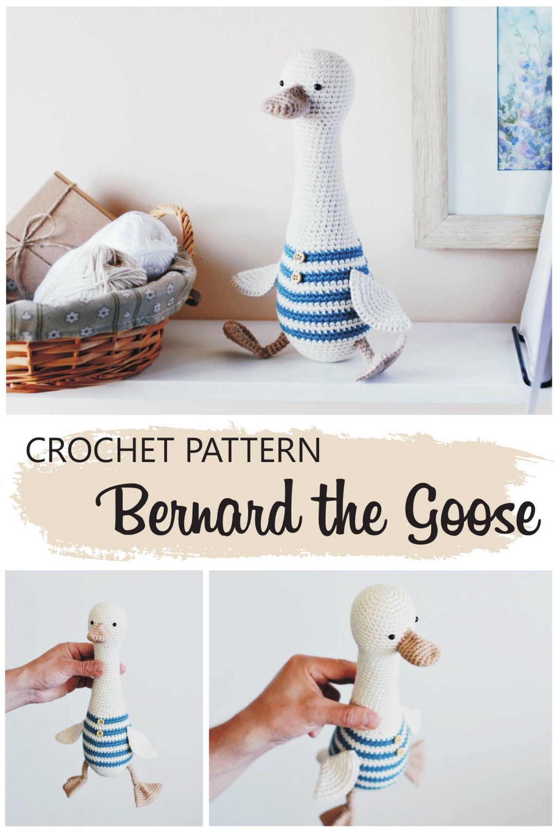 Crochet Goose Pattern and Tutorial for Beginners Amigurumi Etsy