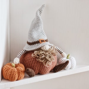 Fall Gnome Crochet Pattern PDF, Harvest Pumpkin Gnome Amigurumi Instructions 9.5 image 5