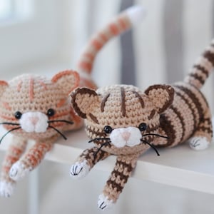 Crochet Tabby Cat Pattern PDF, Brown Red Striped Kitty Crochet Tutorial