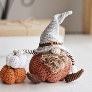 Fall Gnome Crochet Pattern PDF, Harvest Pumpkin Gnome Amigurumi Instructions 9.5 image 8