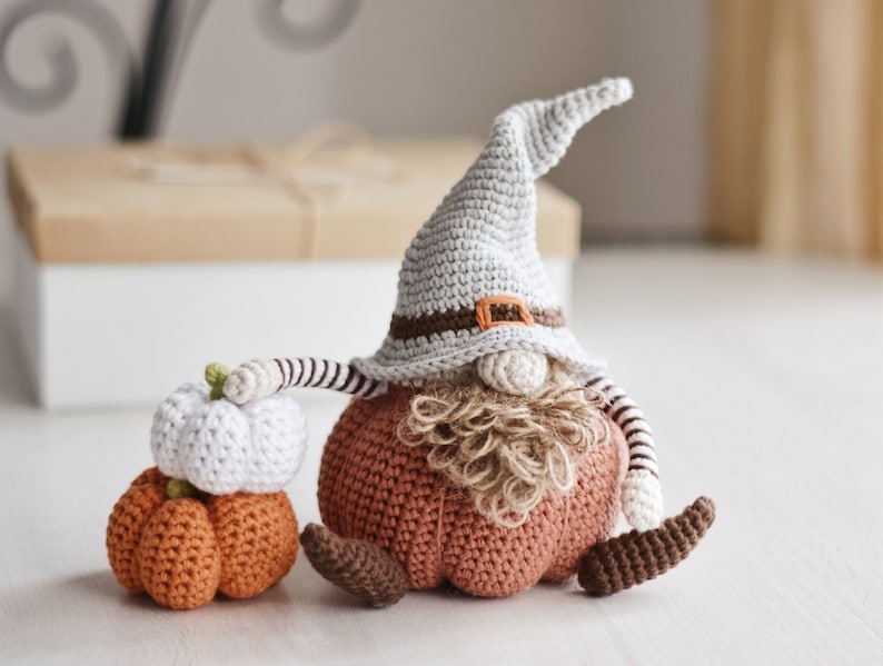 Fall Gnome Crochet Pattern PDF, Harvest Pumpkin Gnome Amigurumi Instructions 9.5 image 8