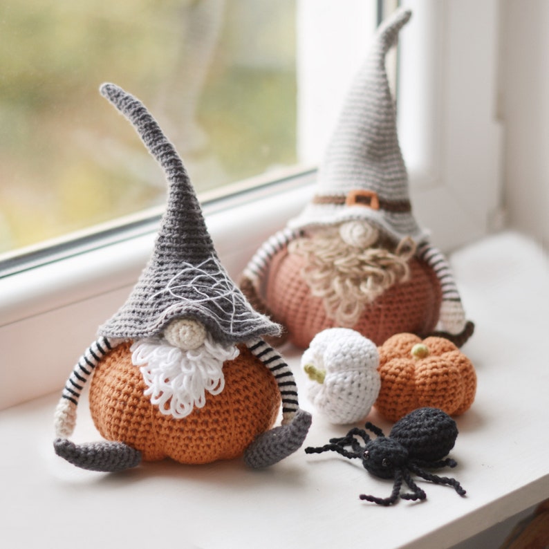 Halloween Pumpkin Gnome & Spider Crochet Pattern PDF, Crochet Halloween Decor Tutorial, Autumn Gnome Amigurumi DIY 10 image 5