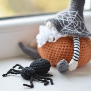 Halloween Pumpkin Gnome & Spider Crochet Pattern PDF, Crochet Halloween Decor Tutorial, Autumn Gnome Amigurumi DIY 10 image 10