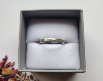 Eco Hammered 3mm Silver Ring | Recycled Silver