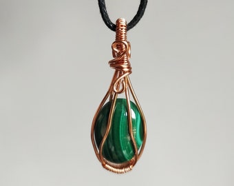 Malachite Necklace | Wrapped In Solid Copper Wire