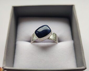 Ishtar Hammered Sodalite Silver Ring | Recycled Silver | Ethically Sourced Gem