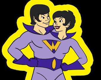 Wonder Twins die cut sticker zan jayna