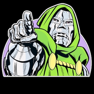 Dr. Doom Clark candy ad sticker