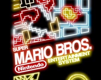 Mario nes neonstyle print